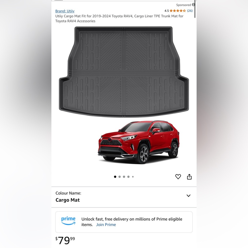 Toyota RAV4 cargo trunk mat NEW